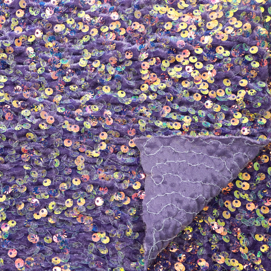 Sanibel Seashell Polyester Velvet Sequin Fabric - Seashell Sequin, 49" Width, 365 GSM (1 Yard)