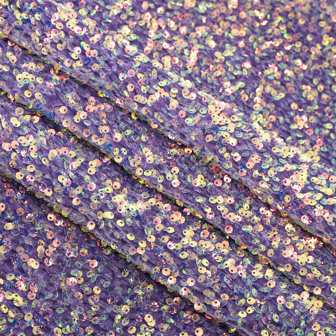 Sanibel Seashell Polyester Velvet Sequin Fabric - Seashell Sequin, 49" Width, 365 GSM (1 Yard)