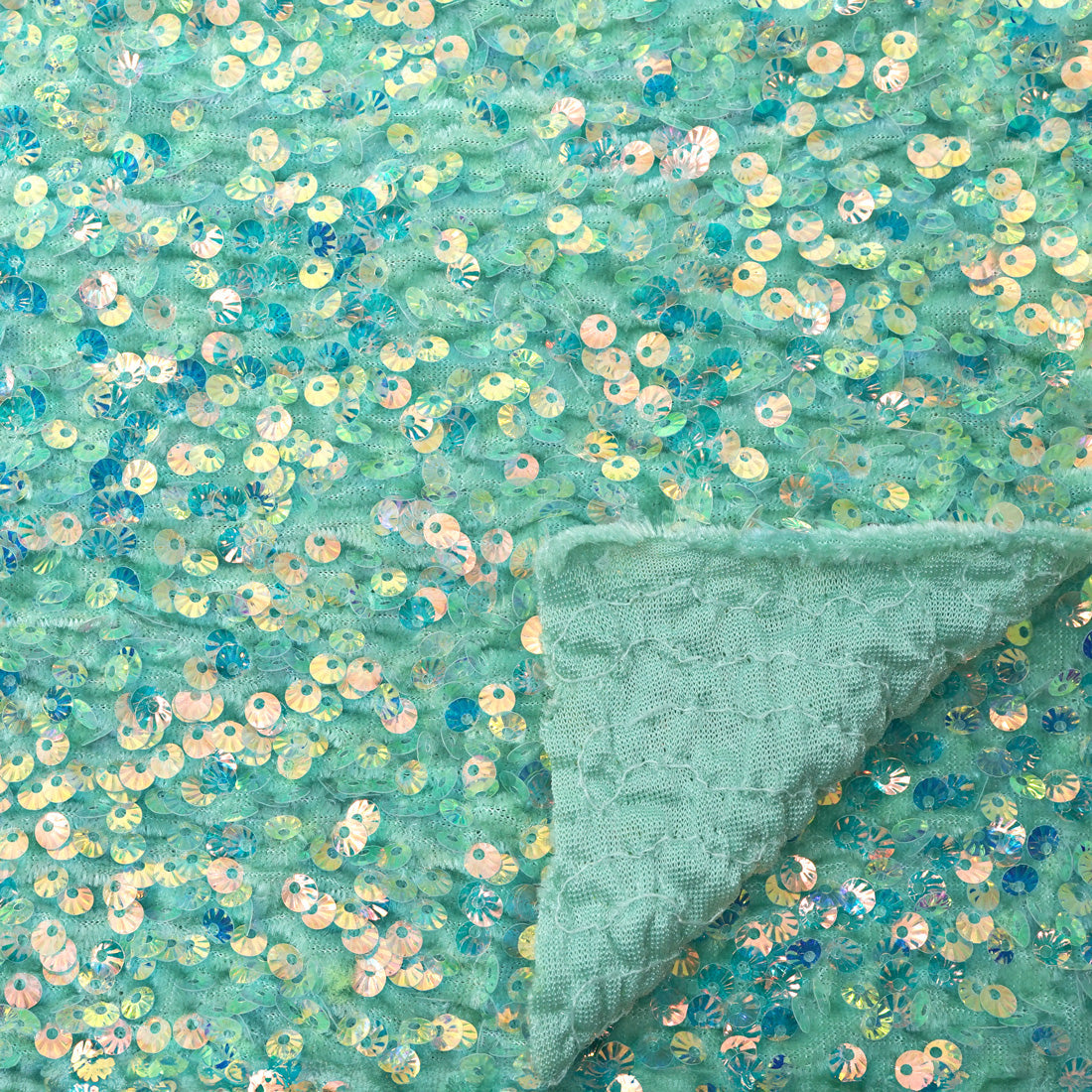 Sanibel Seashell Polyester Velvet Sequin Fabric - Seashell Sequin, 49" Width, 365 GSM (1 Yard)