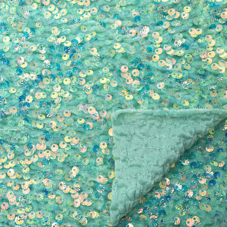 Sanibel Seashell Polyester Velvet Sequin Fabric - Seashell Sequin, 49" Width, 365 GSM (1 Yard)