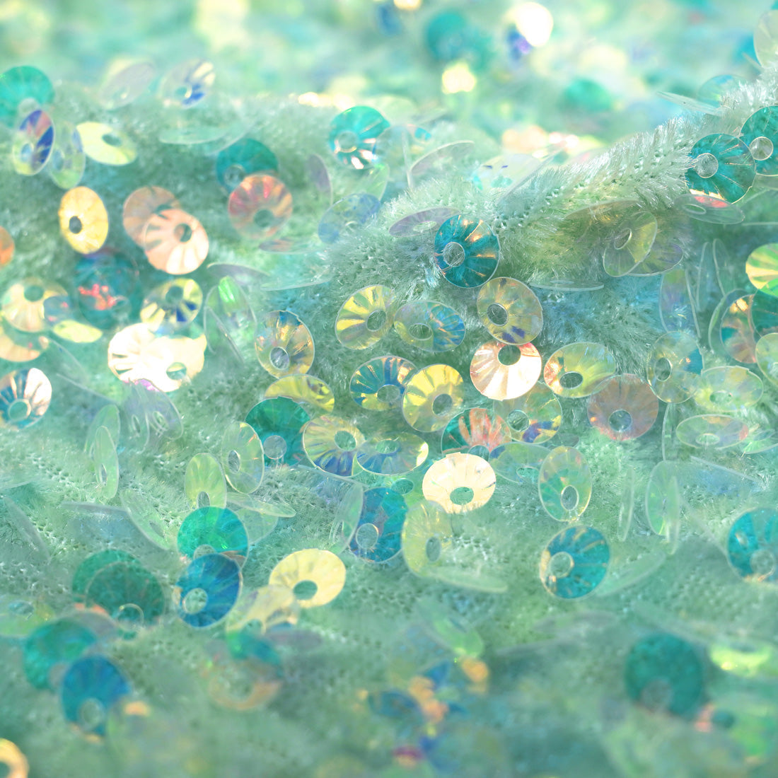 Sanibel Seashell Polyester Velvet Sequin Fabric - Seashell Sequin, 49" Width, 365 GSM (1 Yard)