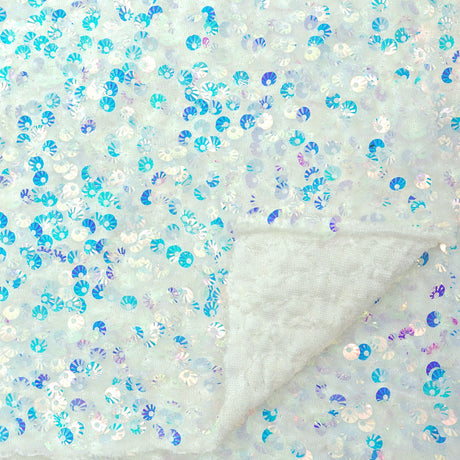 Sanibel Seashell Polyester Velvet Sequin Fabric - Seashell Sequin, 49" Width, 365 GSM (1 Yard)