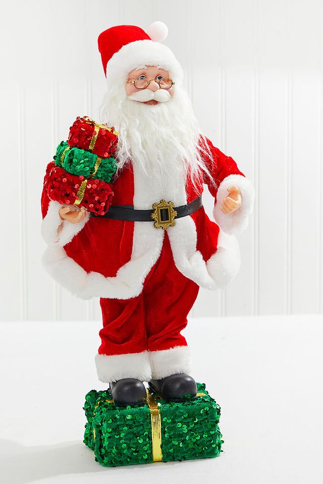 20" Santa Standing on a Gift Box