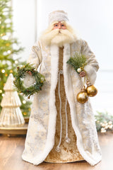 23” Ivory Santa with Wreath & Ornaments Figure