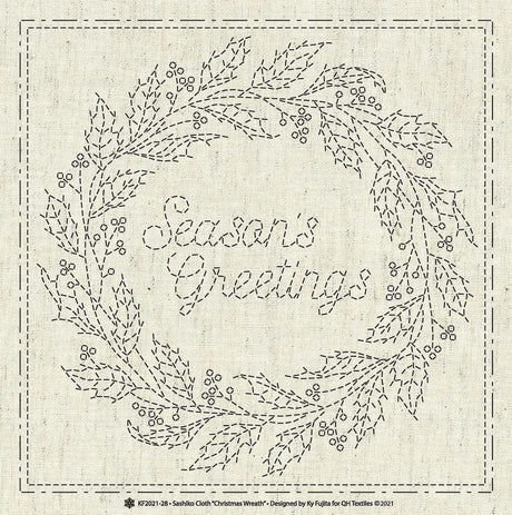 Cotton Linen Sashiko Christmas Wreath Cloth