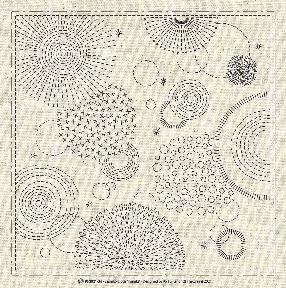 Sashiko Cloth Hanabi 12" x 12"