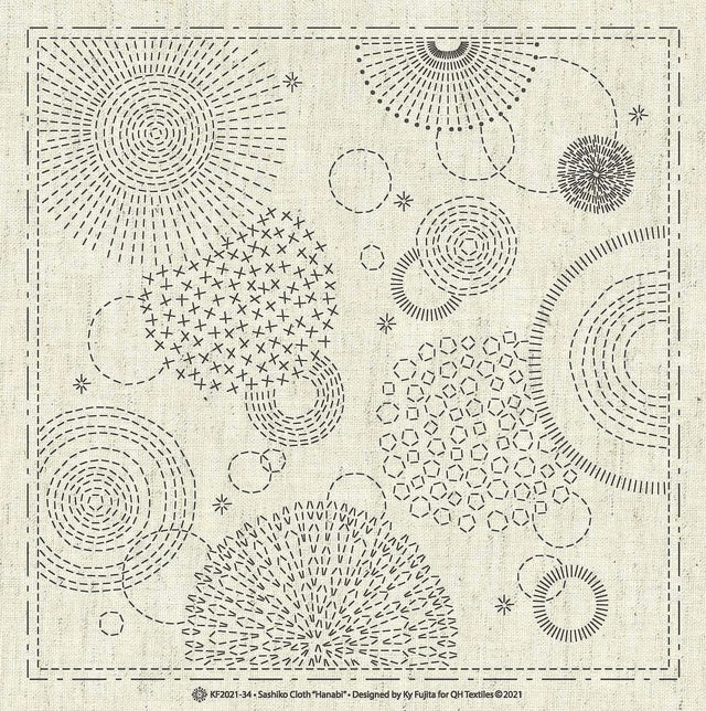 Sashiko Cloth Hanabi 12" x 12"