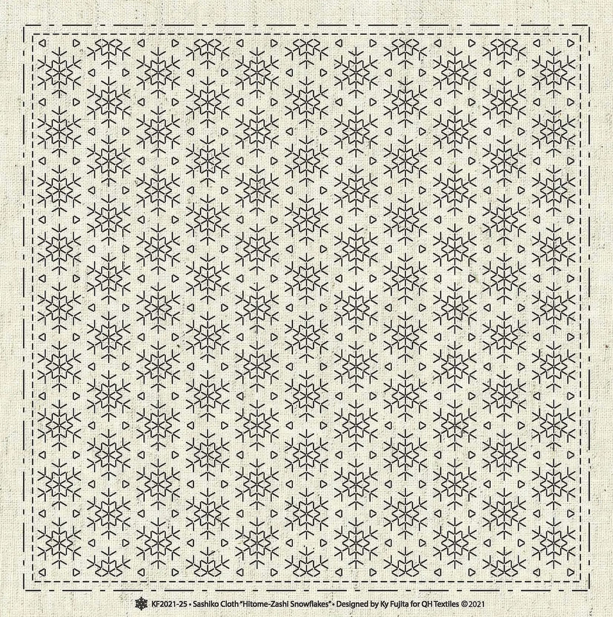Cotton Linen Sashiko Cloth Snowflakes 12x12