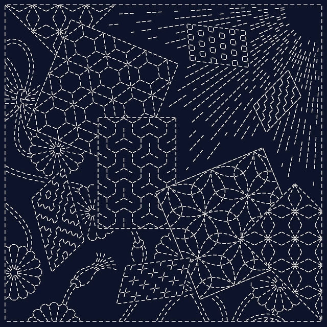 Sashiko Cloth Kaleidoscope Navy Cotton