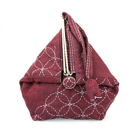 Sashiko Slide Clasp Purse Half Kit Burgundy
