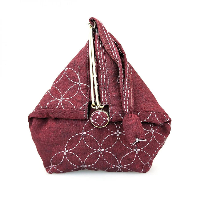 Sashiko Slide Clasp Purse Half Kit Burgundy