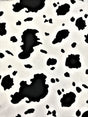 Black Cow Satin Print Polyester Fabric - White Cow Spots On White Shiny Light Weight Satin, 59/60" Width