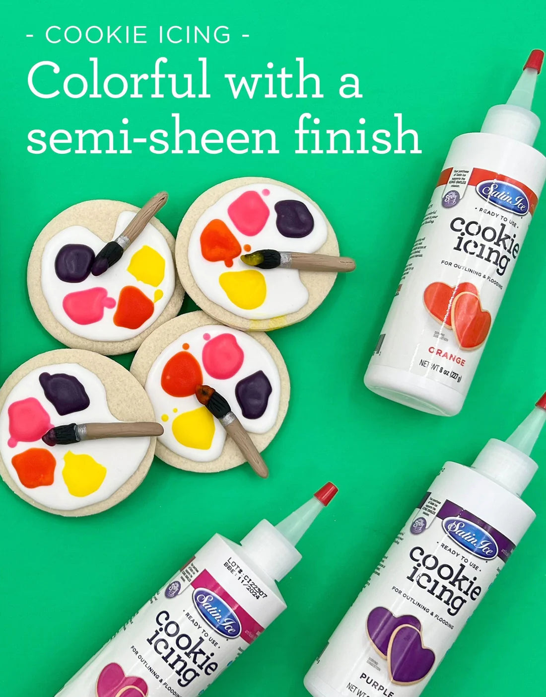 Cookie Icing Satin Ice Royal Icing Ready to Use Bottle Drys Hard - 8oz Bottle Blue