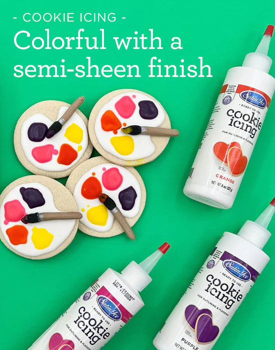 Cookie Icing Satin Ice Royal Icing Ready to Use Bottle Drys Hard - 8oz Bottle Orange