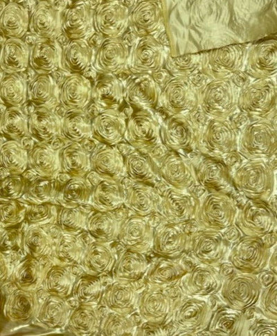 1 Yard 3D Rose Design Satin Rosette Ribbon Fabric by the Yard 54" Width