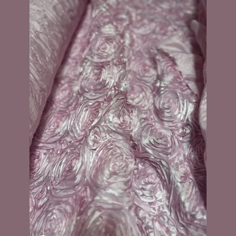 1 Yard Exquisite 3D Rose Design Satin Rosette Ribbon Fabric 54" Width