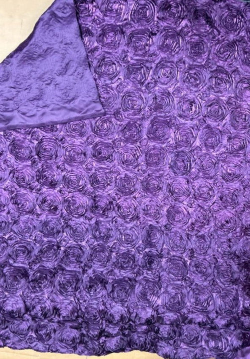 1 Yard Exquisite 3D Rose Design Satin Rosette Ribbon Fabric 54" Width