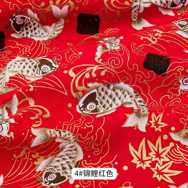 50x145cm Japanese Kimono Bronzed Fabric Sushi Cherry Blossoms Print Cotton Cloth DIY Materials Patchwork Accessories for Sewing
