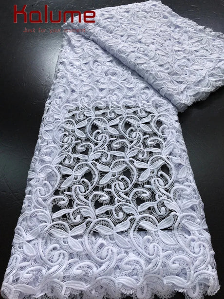 White African Guipure Cord Lace Fabric with Sequins 2025 High Quality Nigerian Guipure Cord Lace for Sewing Wedding Dress F4025