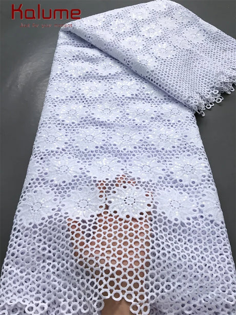 White African Guipure Cord Lace Fabric with Sequins 2025 High Quality Nigerian Guipure Cord Lace for Sewing Wedding Dress F4025