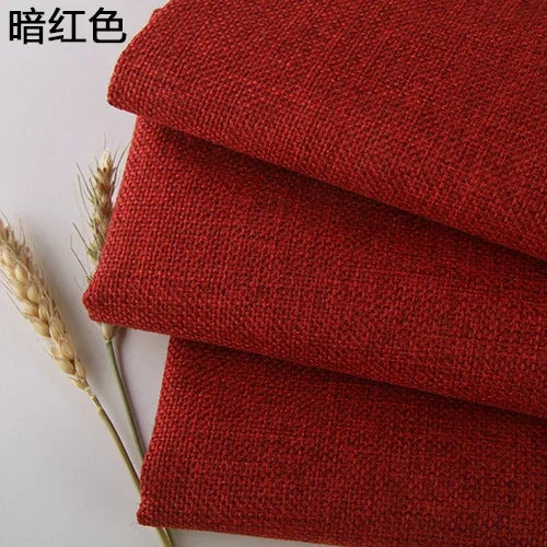 Thickening Solid Color Polyester Linen Fabric Dust-proof Coarse Fabric Canvas Sofa DIY Curtains Tablecloths Seat Cushions Fabric