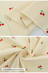 145x50cm Small Cherry Ribbed Knitted Pure Cotton Jacquard Fabric For Children's Clothing, T-shirts, Handmade DIY Sewing Fabrics