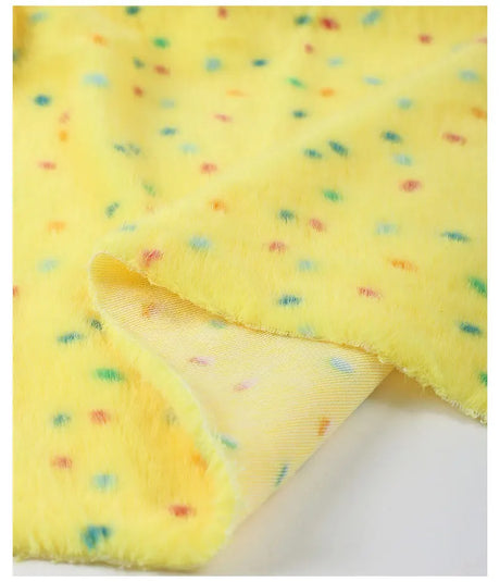 0.5/1/2 Yards Faux Fur Dot Printed Fabric for Plush Toys Cotton Dolls Warm Hats Decorative Cloth Handmade Sewing Fabrics