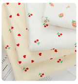 145x50cm Small Cherry Ribbed Knitted Pure Cotton Jacquard Fabric For Children's Clothing, T-shirts, Handmade DIY Sewing Fabrics