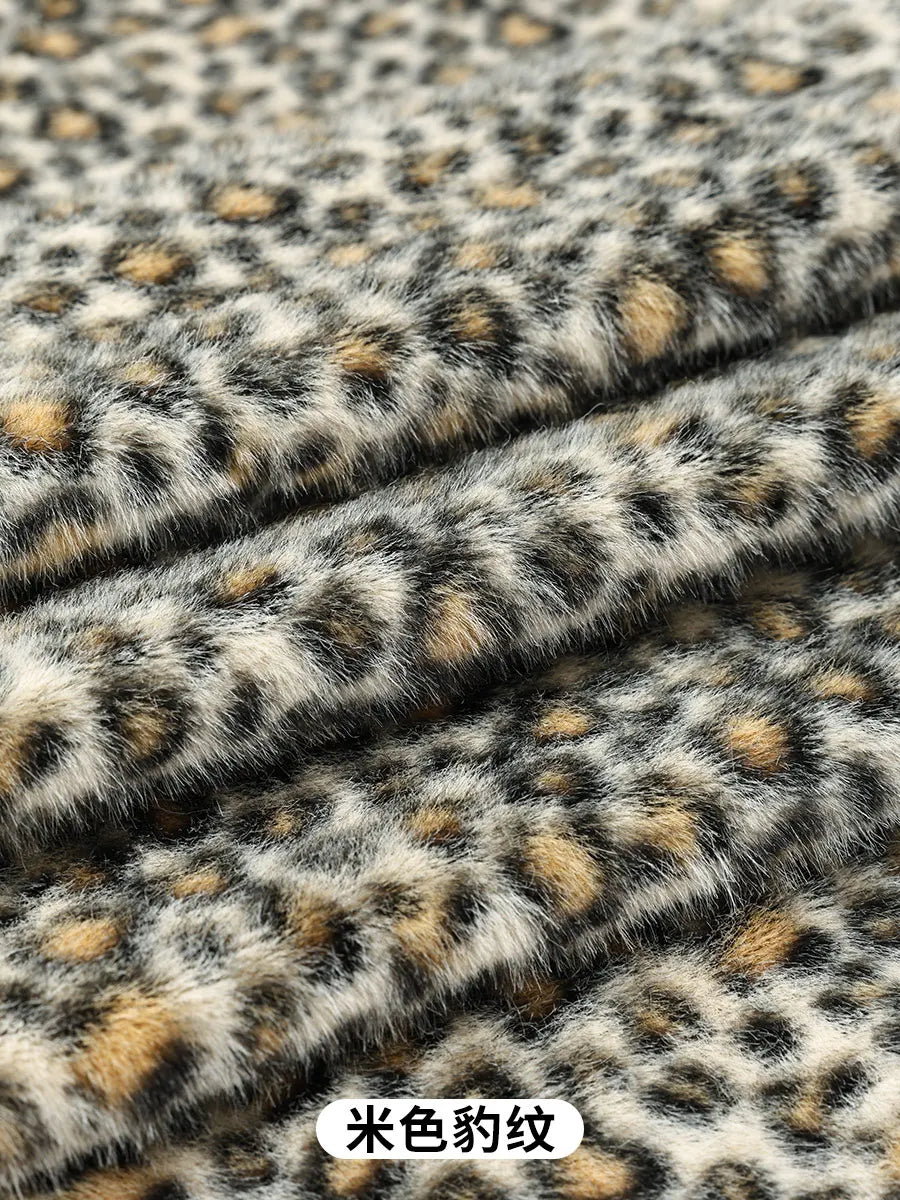 0.5/1/2 Yards Faux Fur Dot Printed Fabric for Plush Toys Cotton Dolls Warm Hats Decorative Cloth Handmade Sewing Fabrics