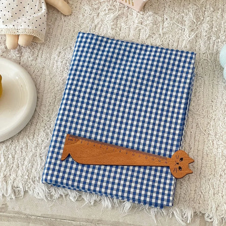 140x50cm Blue Checkered Washed Cotton Fabric for Women Kids DIY Clothing Bags Sewing Textile Accessories