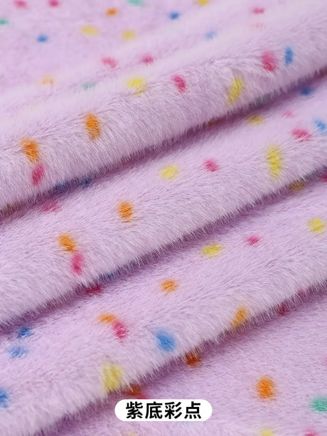 0.5/1/2 Yards Faux Fur Dot Printed Fabric for Plush Toys Cotton Dolls Warm Hats Decorative Cloth Handmade Sewing Fabrics