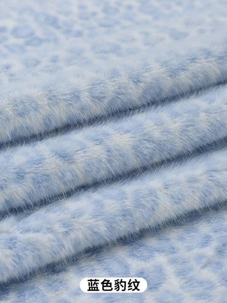 0.5/1/2 Yards Faux Fur Dot Printed Fabric for Plush Toys Cotton Dolls Warm Hats Decorative Cloth Handmade Sewing Fabrics