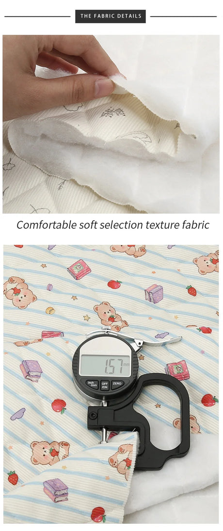 0.5m/1m/2m Thicken Corduroy Strawberry Love Print Quilted with Cotton Fabric for Blanket Children's Clothing DIY Sewing Fabric