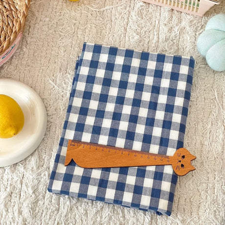 140x50cm Blue Checkered Washed Cotton Fabric for Women Kids DIY Clothing Bags Sewing Textile Accessories
