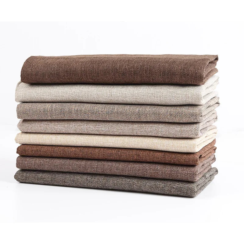 Thickening Solid Color Polyester Linen Fabric Dust-proof Coarse Fabric Canvas Sofa DIY Curtains Tablecloths Seat Cushions Fabric