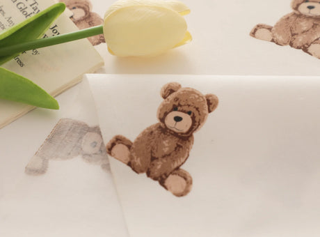 160*50cm Pure Cotton Twill Fabric with Bear Grid Heart Printed for Handmade Clothing and Bedding,DIY Patchwork Cloth Craft