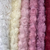 3D Large Rose Embroidered Lace Fabric, Discoloration Flower Children's Applique Clothing, Dress Fashion, RS24458