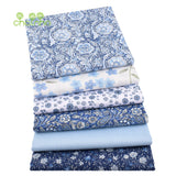 Chainho,Printed Twill Weave Cotton Fabric,DIY Qulting Sewing Material,Patchwork Cloth,Blue Series,6 Designs,3 Spiecification