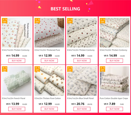 0.5m/1m/2m Thicken Corduroy Strawberry Love Print Quilted with Cotton Fabric for Blanket Children's Clothing DIY Sewing Fabric