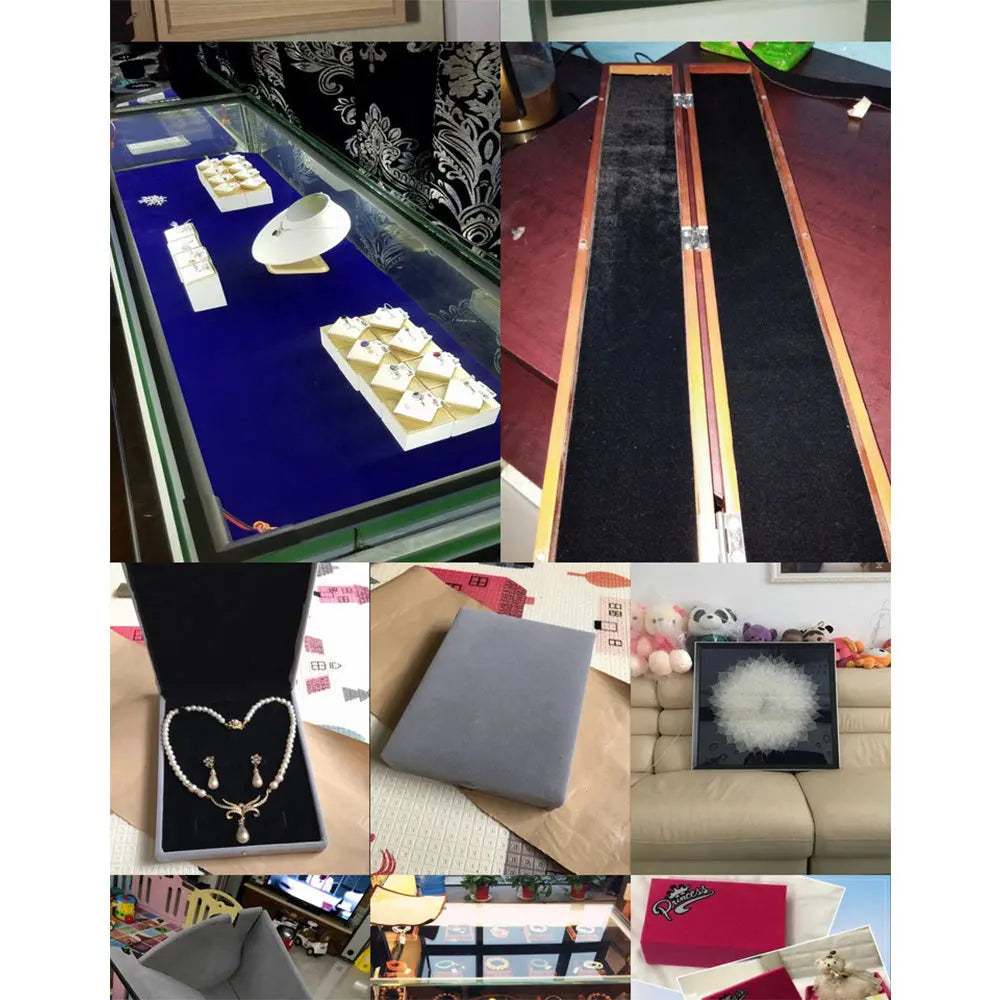 20x15cm 13pcs Bundle Self-Adhesive Velvet Flock Liner Jewelry Contact Paper Craft Fabric Sticker MultiColor DIY Box Book Decor
