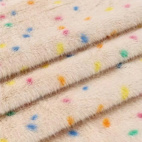 0.5/1/2 Yards Faux Fur Dot Printed Fabric for Plush Toys Cotton Dolls Warm Hats Decorative Cloth Handmade Sewing Fabrics