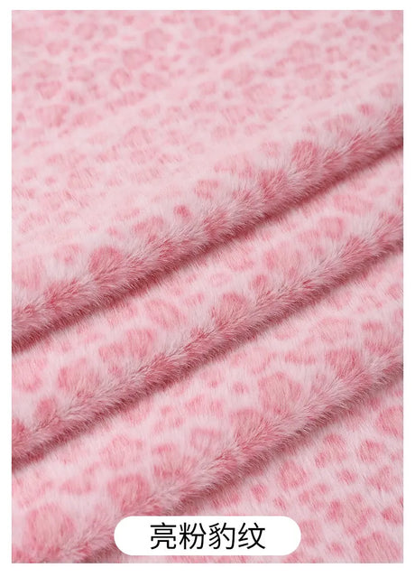 0.5/1/2 Yards Faux Fur Dot Printed Fabric for Plush Toys Cotton Dolls Warm Hats Decorative Cloth Handmade Sewing Fabrics