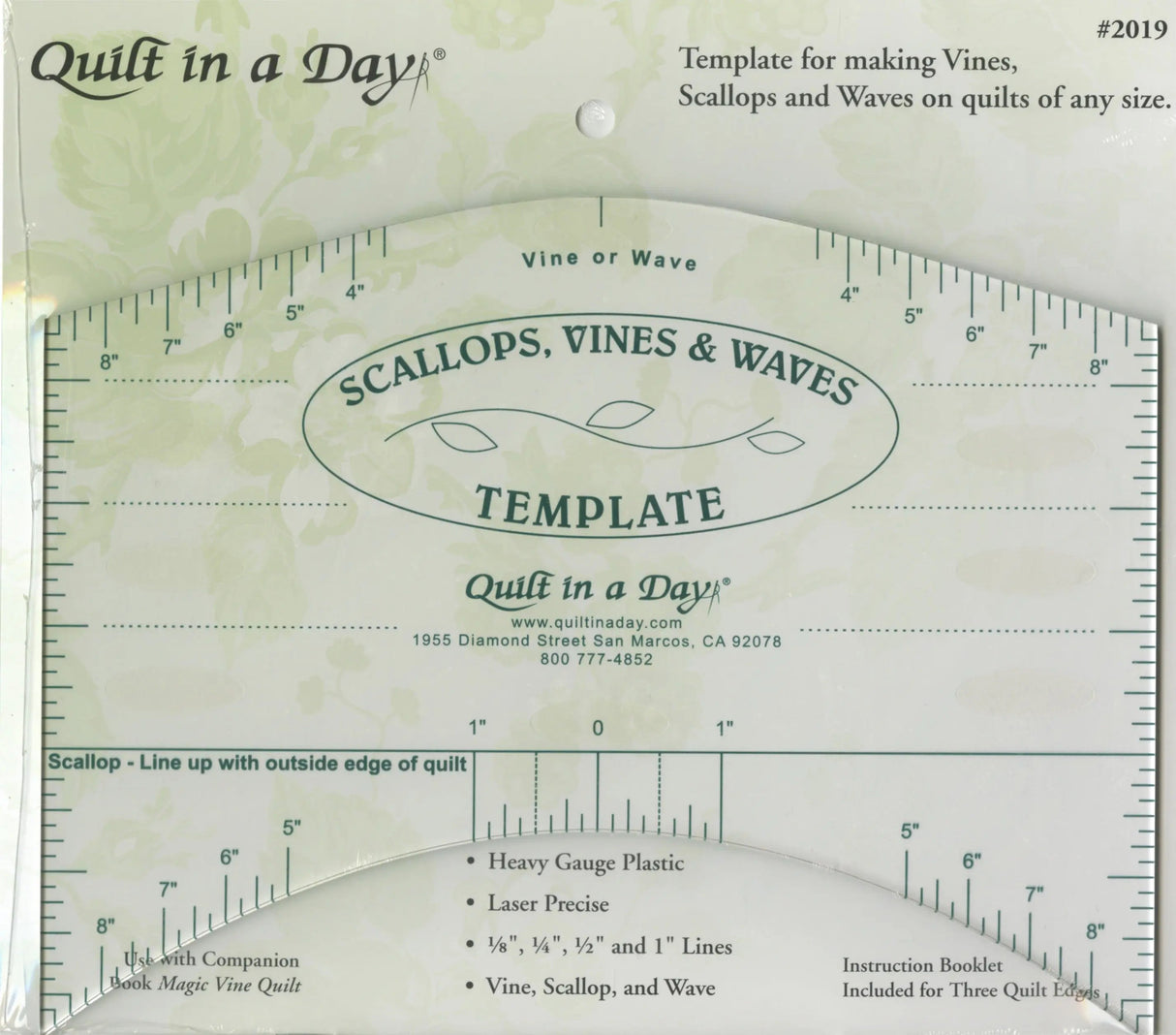 Acrylic Quilting Ruler Scallops Vines Waves Template
