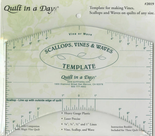 Acrylic Quilting Ruler Scallops Vines Waves Template