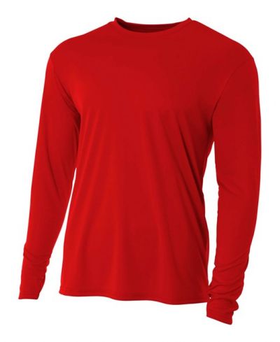 A4 N3165 Micro Poly Interlock Fabric - Scarlet, Long Sleeve, 44+ UPF (1 Piece)