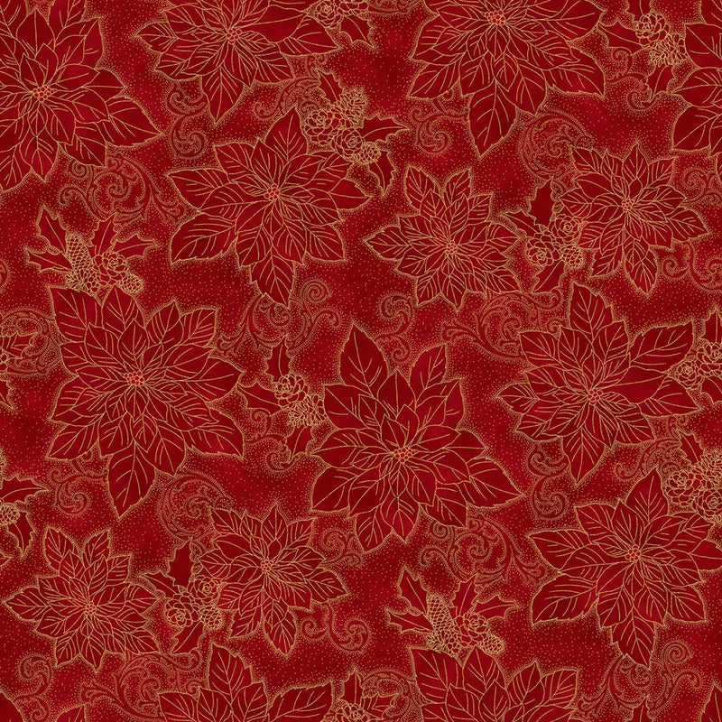 Quilting Cotton Christmas Splendor Scarlet/Gold Hoffman Fabrics