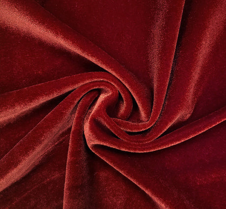 Stretch Velvet Solid Scarlet Polyester Spandex Fabric - Scarlet, Solid, 58/60" Width