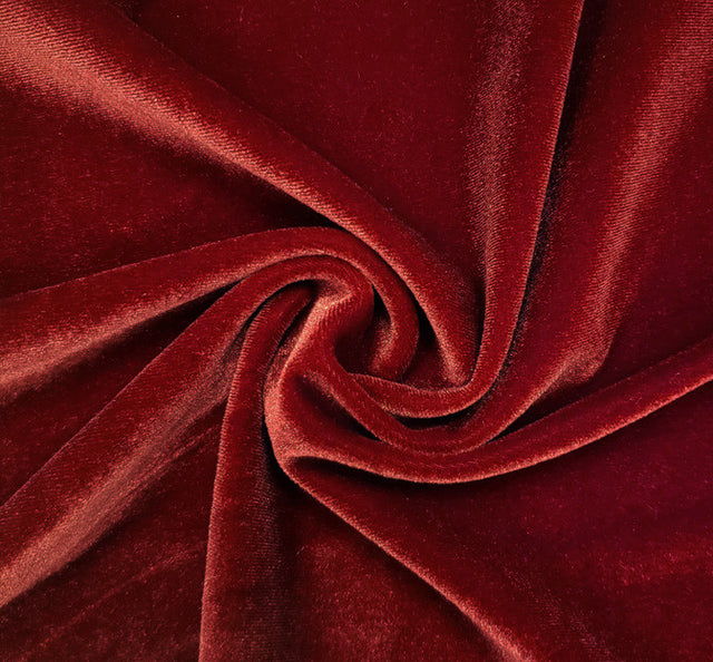 Stretch Velvet Solid Scarlet Polyester Spandex Fabric - Scarlet, Solid, 58/60" Width