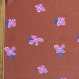 Swim Knit Scattered Floral on Terra Cotta Nylon Spandex