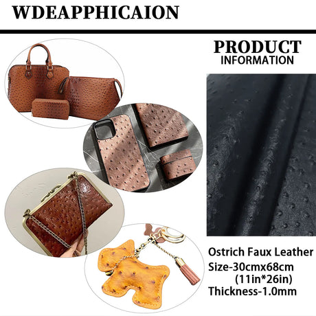 30x68cm Ostrich Patterned Faux Leather Vinyl Fabric Embossed PVC Raised Particles for Handicrafts Bags Keychain Earrings Wallet